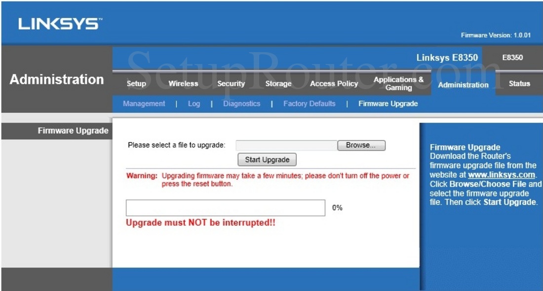 Linksys E8350 Screenshot FirmwareUpgrade