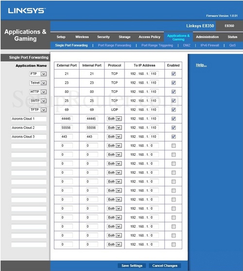 Linksys E8350 Screenshots