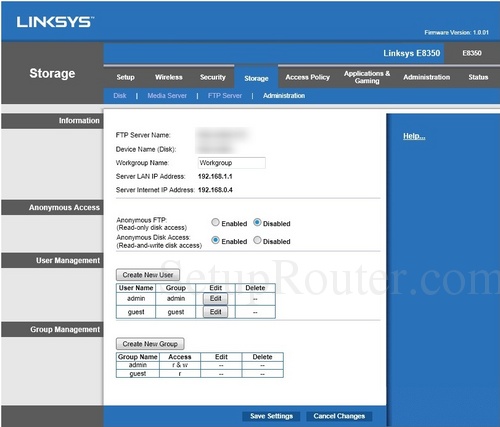 Linksys E8350 Screenshots