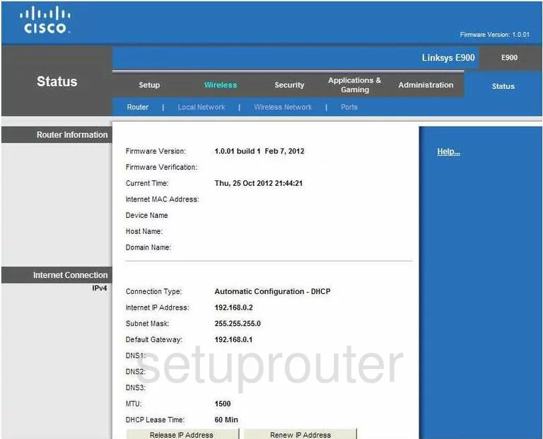 router status mac address internet IP