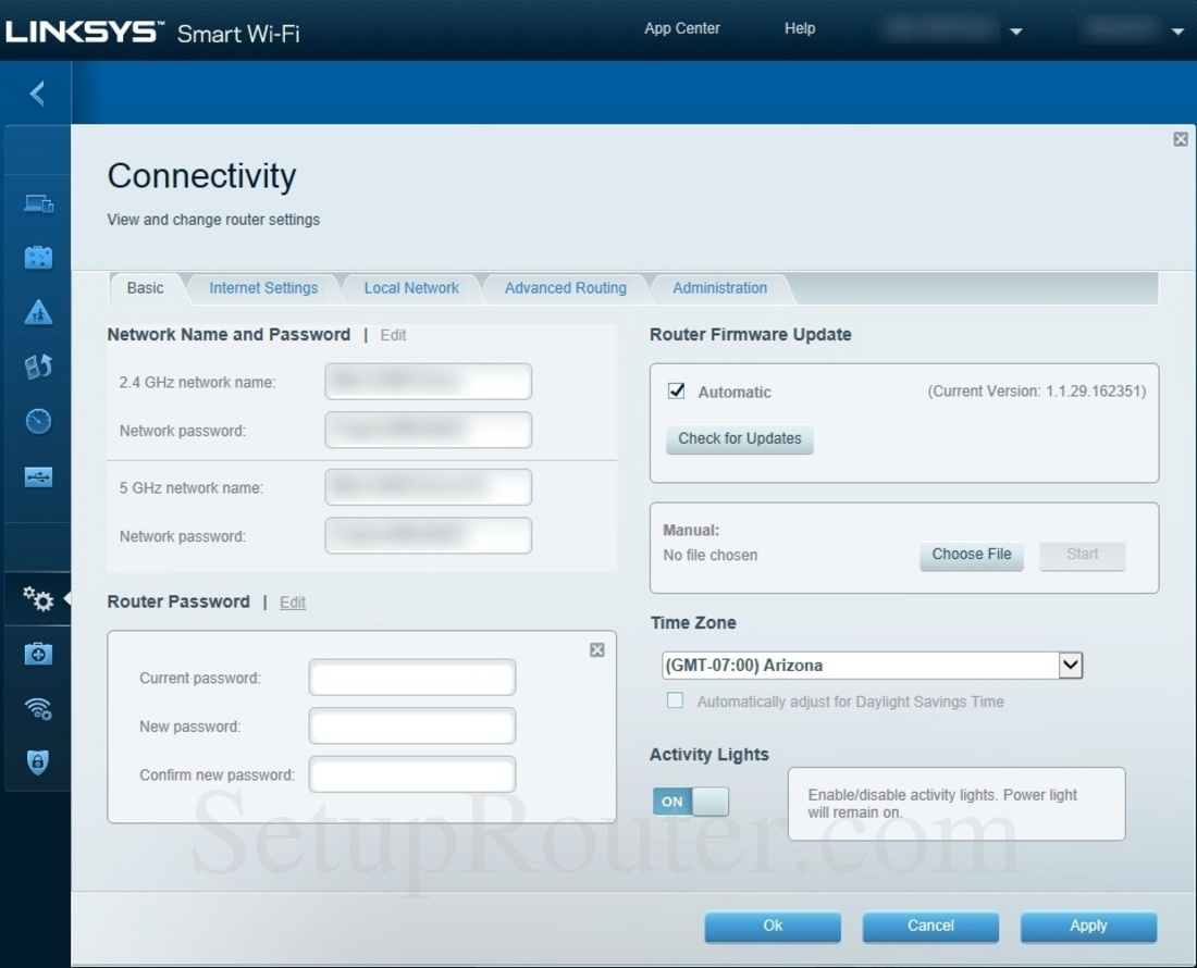 linksys router setup password