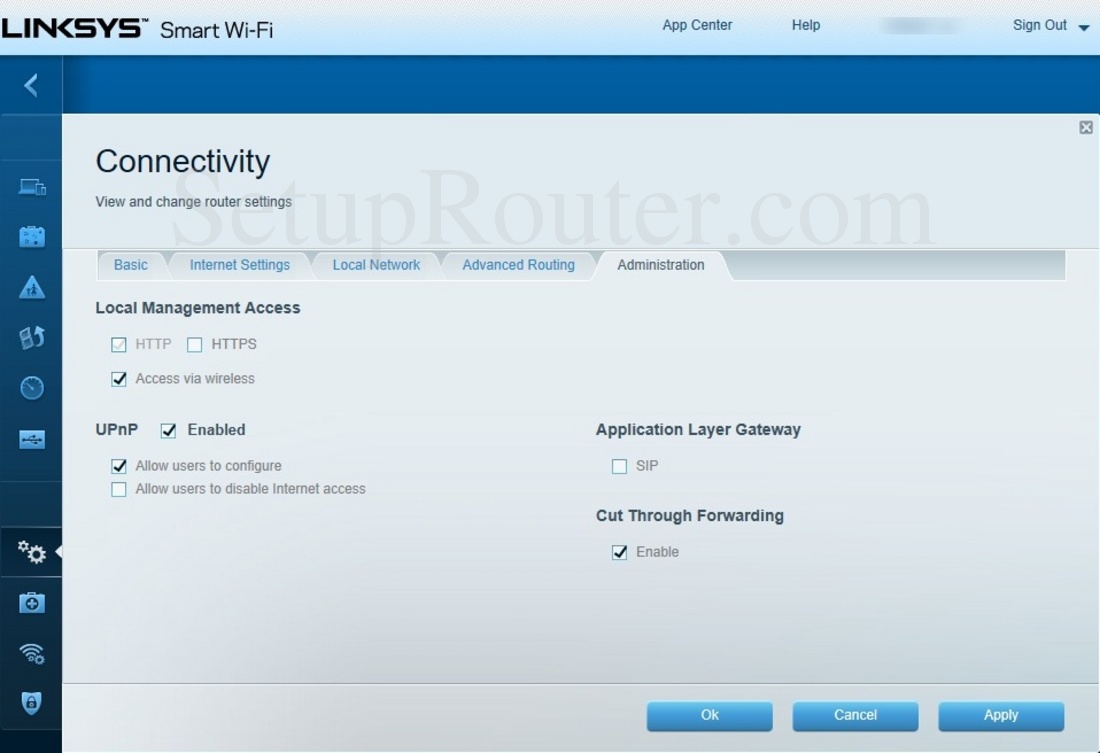 Linksys EA6900 Screenshot Administration