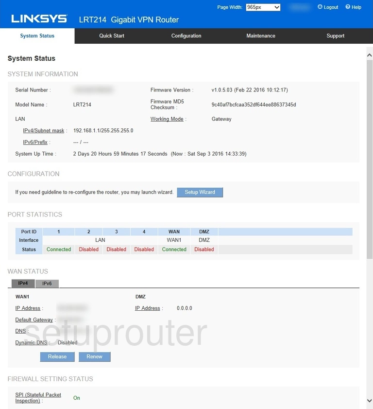 router status mac address internet IP