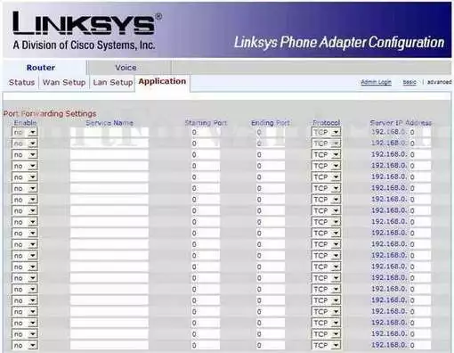 Linksys SPA-2100 port forward