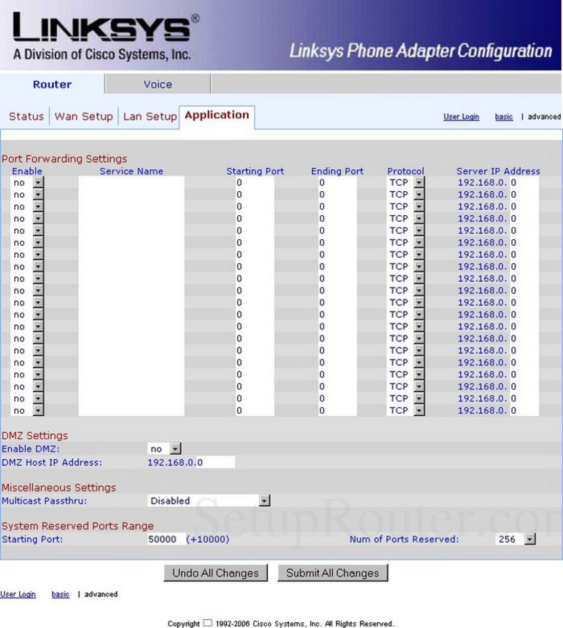 Linksys SPA-2102 Screenshot Application