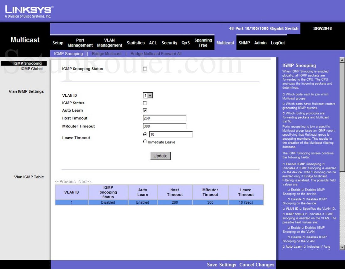 Linksys SRW2048 Screenshot IGMP Snooping linksys-srw2048-screenshot-igmp-snooping