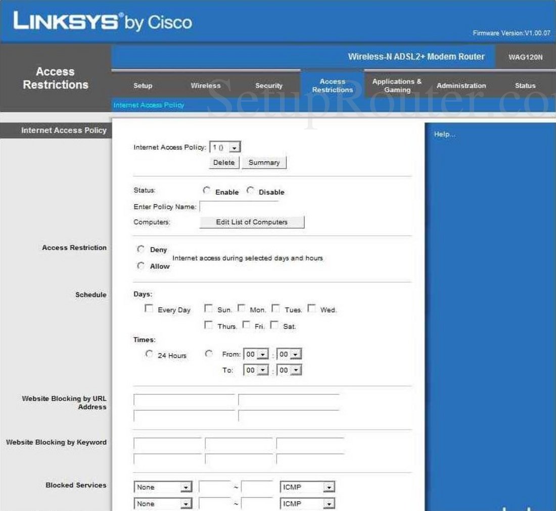 linksys router wag120n software