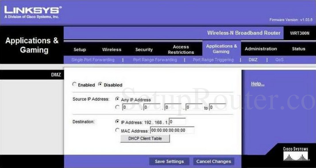 Linksys Wrt300n Screenshot Dmz 6131