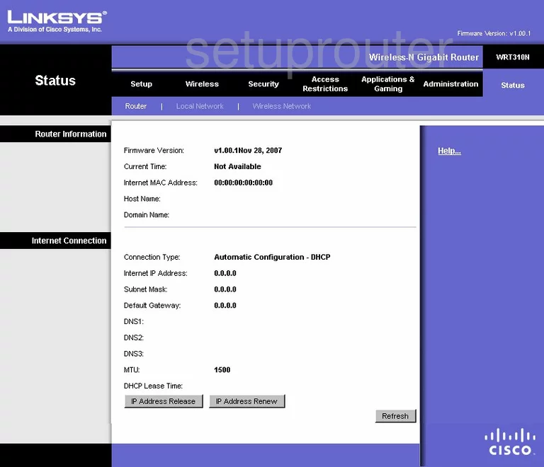 router status mac address internet IP