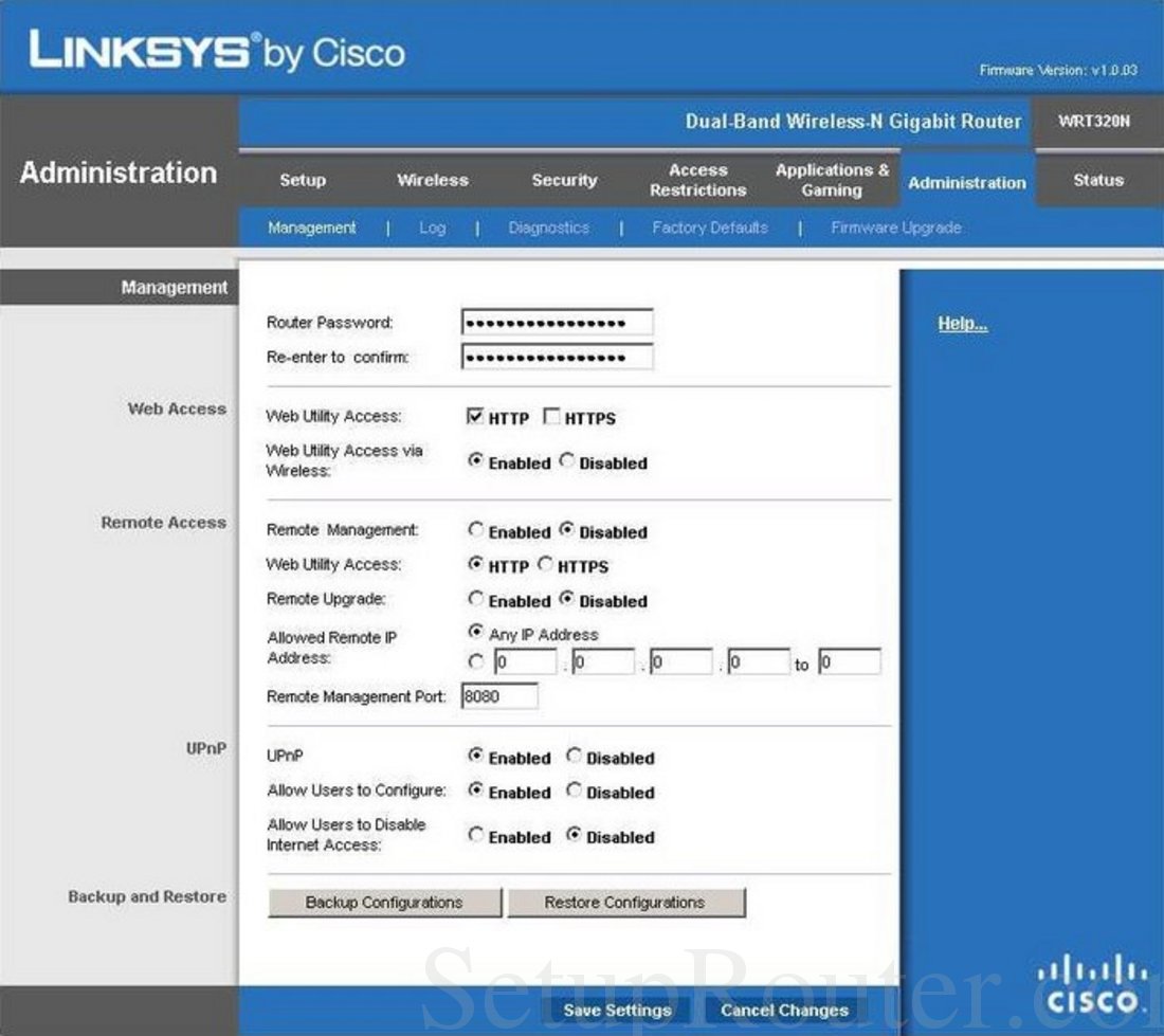 linksys router password