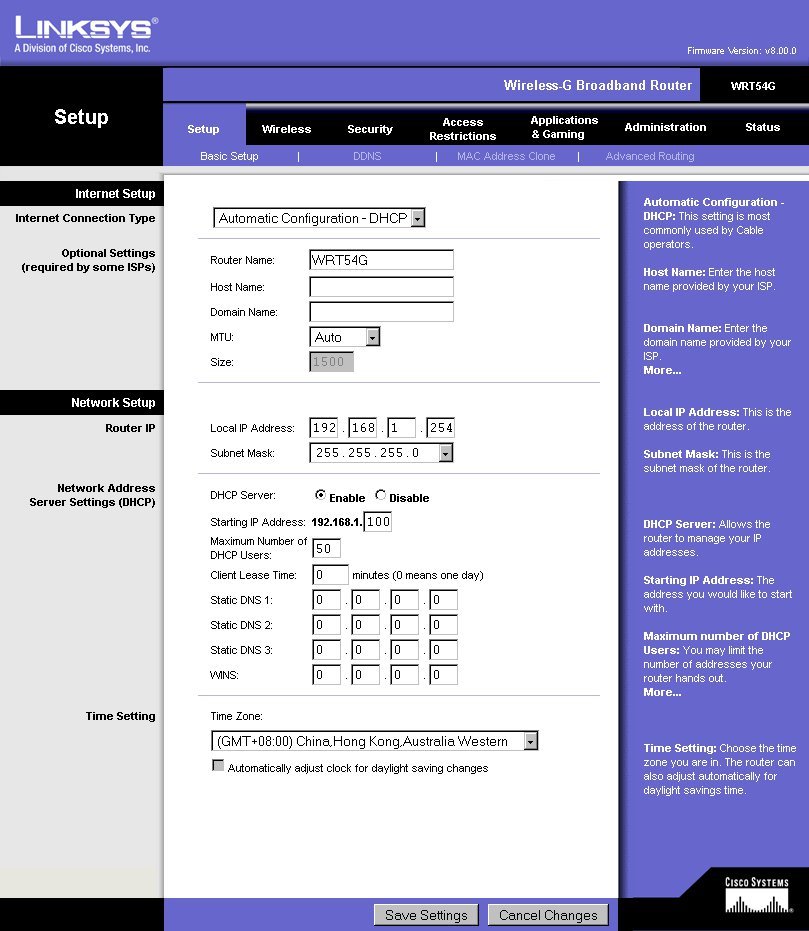 How to change the DNS settings on a Linksys WRT54G router