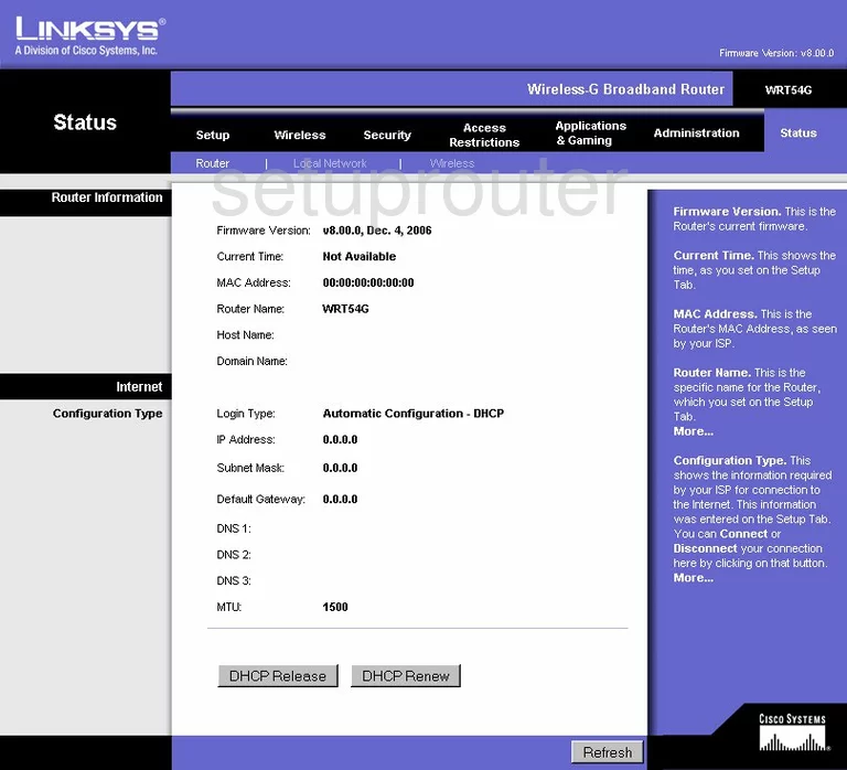 router status mac address internet IP