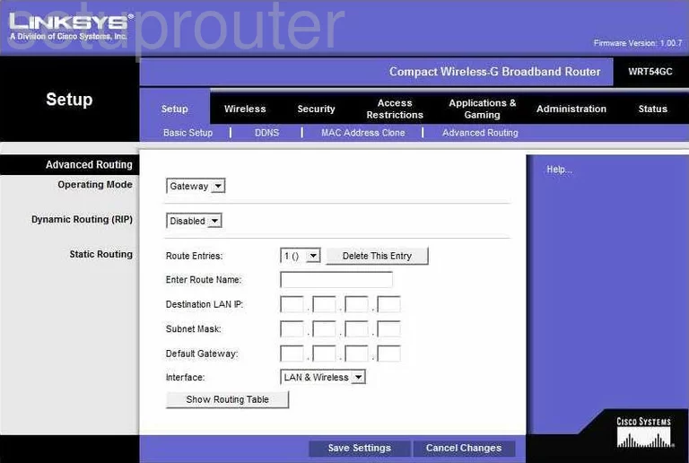 router advanced routing settings