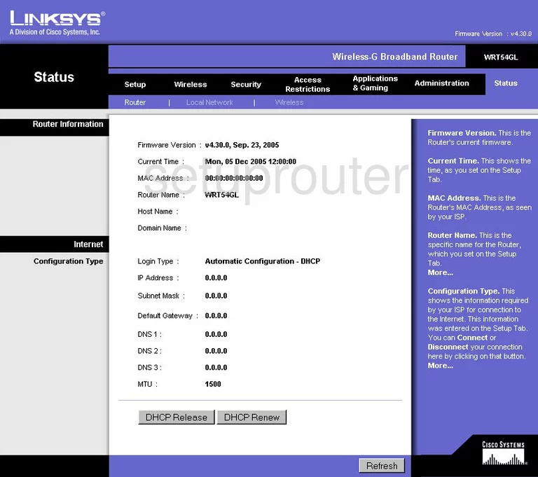 router status mac address internet IP