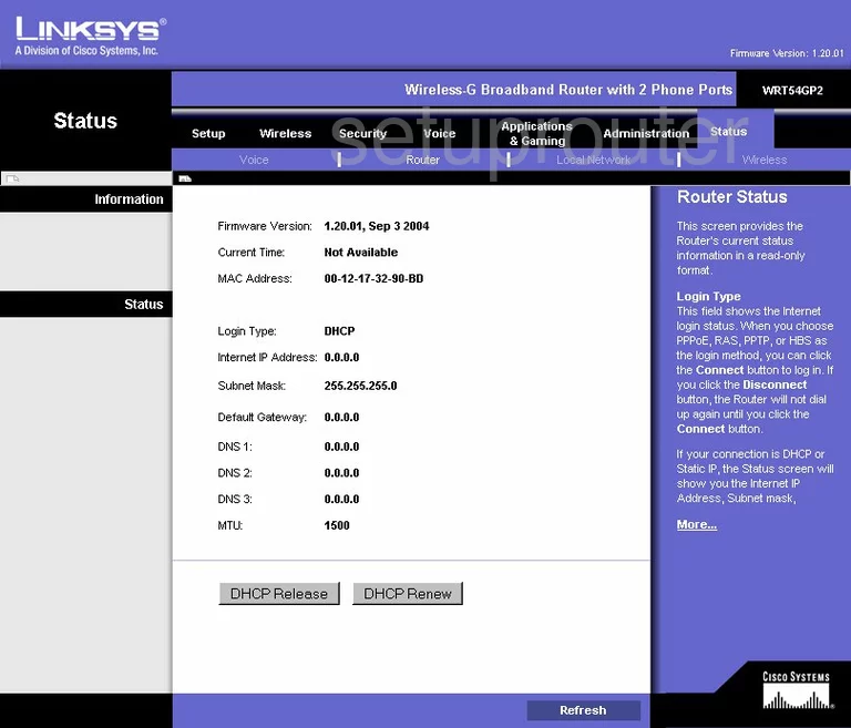 router status mac address internet IP