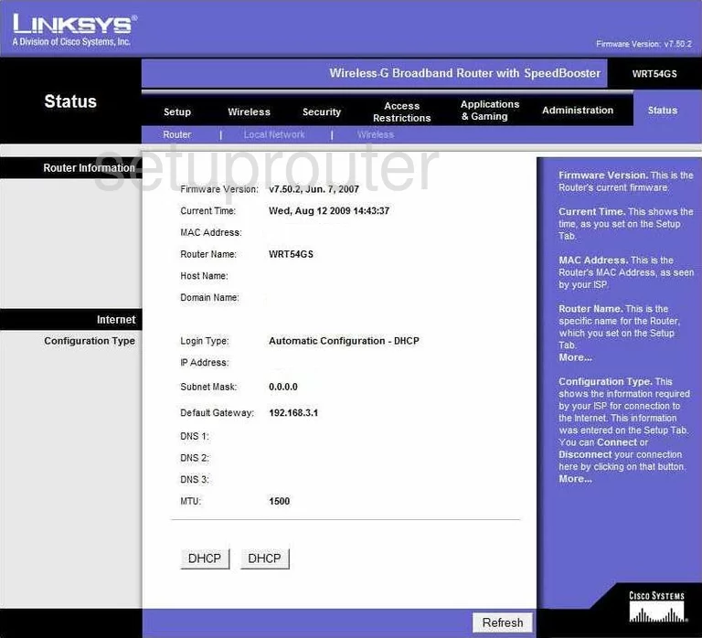 router status mac address internet IP