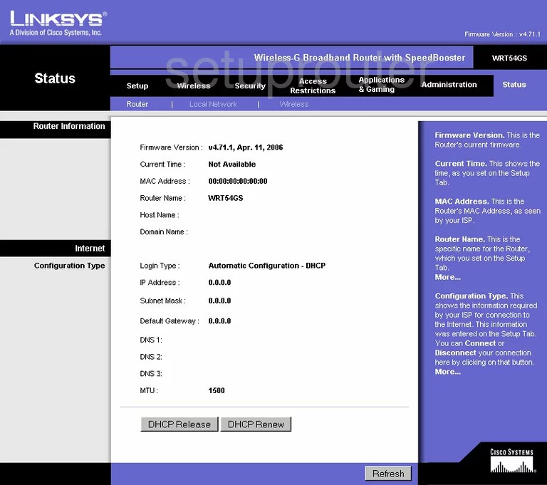 router status mac address internet IP