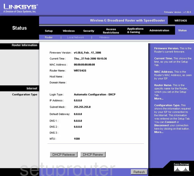 router status mac address internet IP