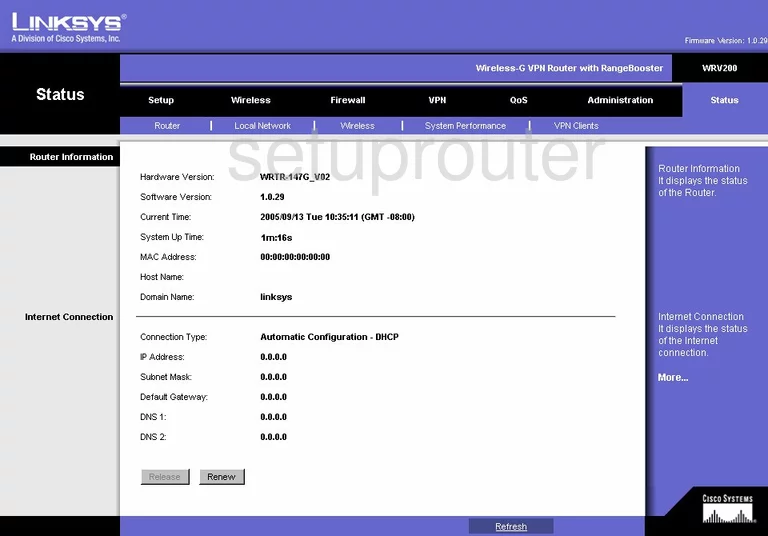 router status mac address internet IP