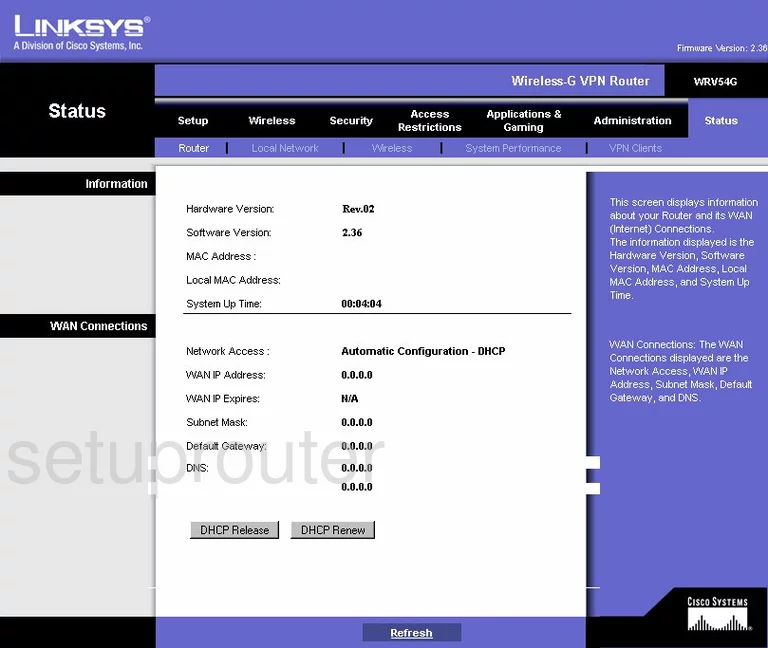 router status mac address internet IP