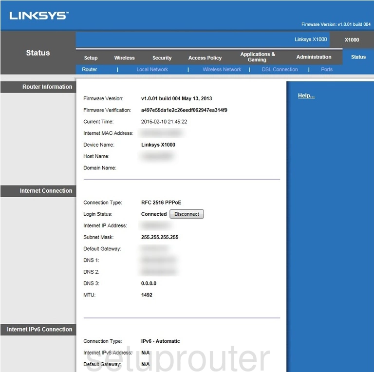 router status mac address internet IP