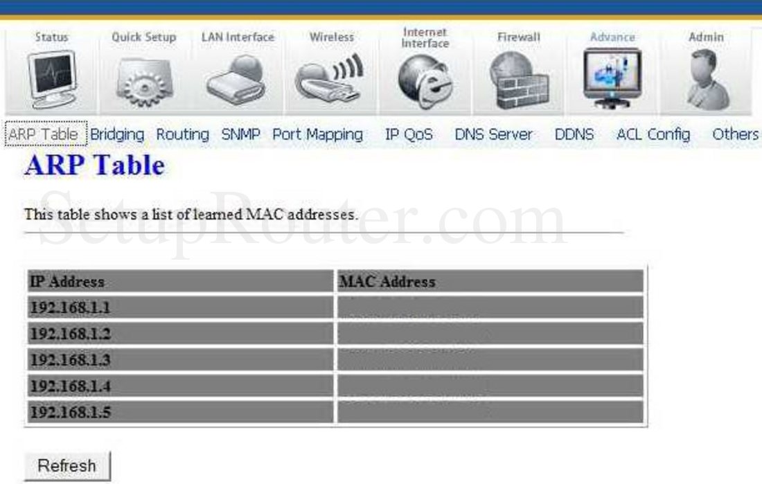 Mecer E5104N2 Screenshot ARP Table
