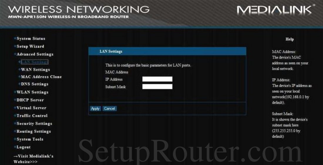 medialink router password