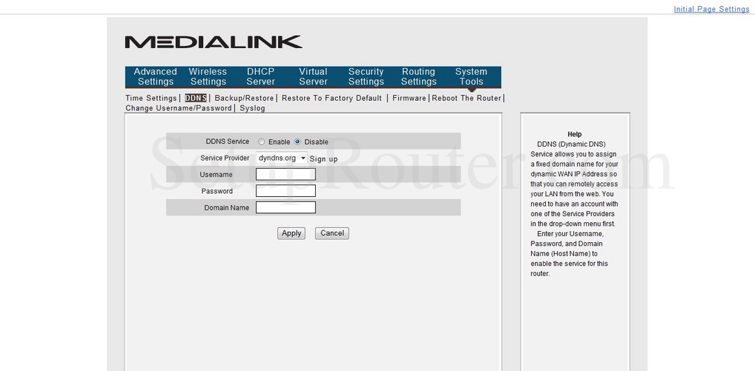 medialink router settings