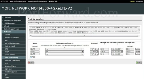 Mofi Network MOFI4500-4GXeLTE-V2 Port Forwarding