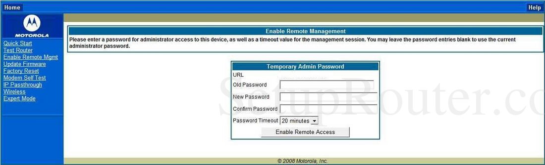Motorola Netopia-3000 Screenshot Enable Remote Management