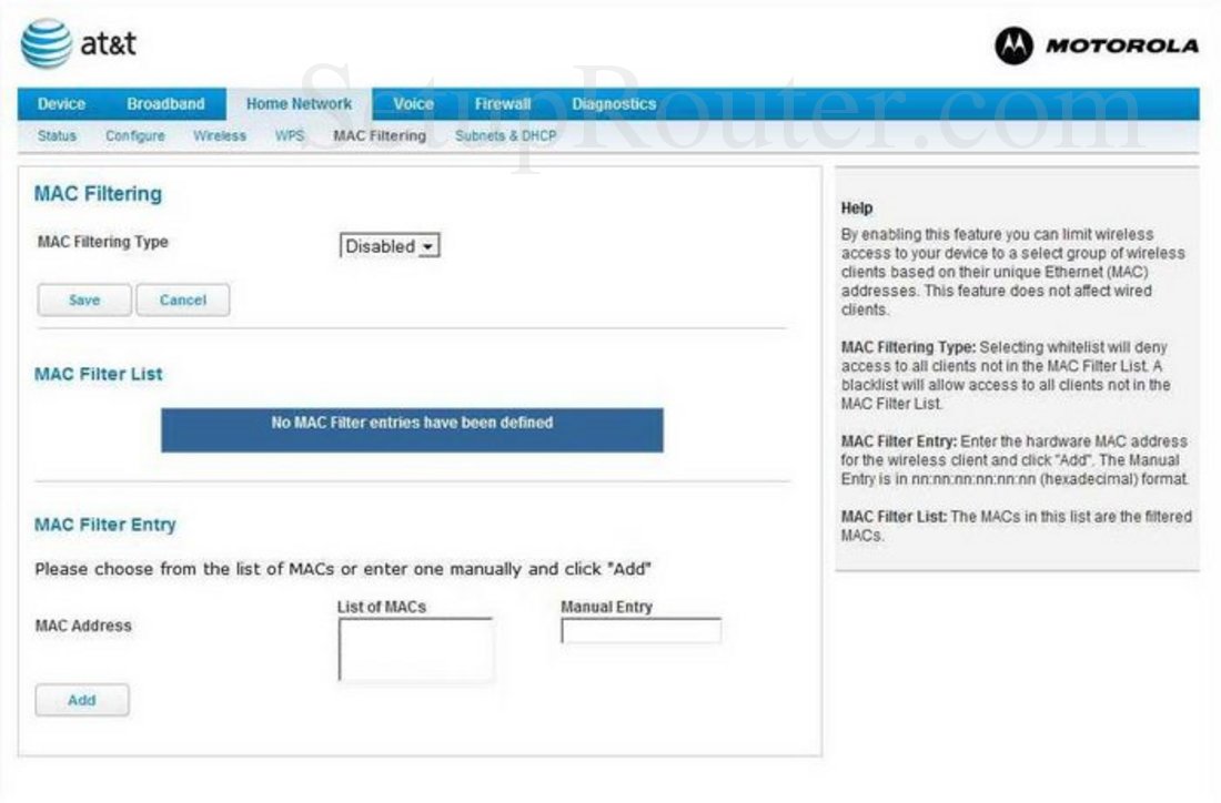 blacklist mac address motorola router