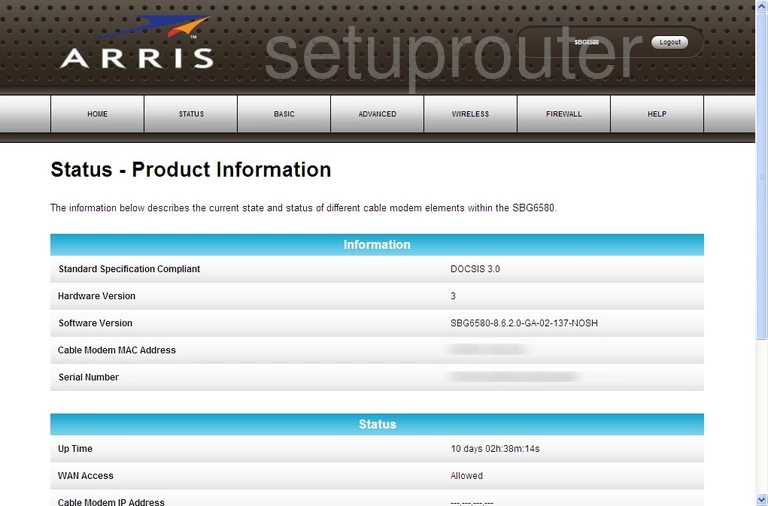 router status mac address internet IP