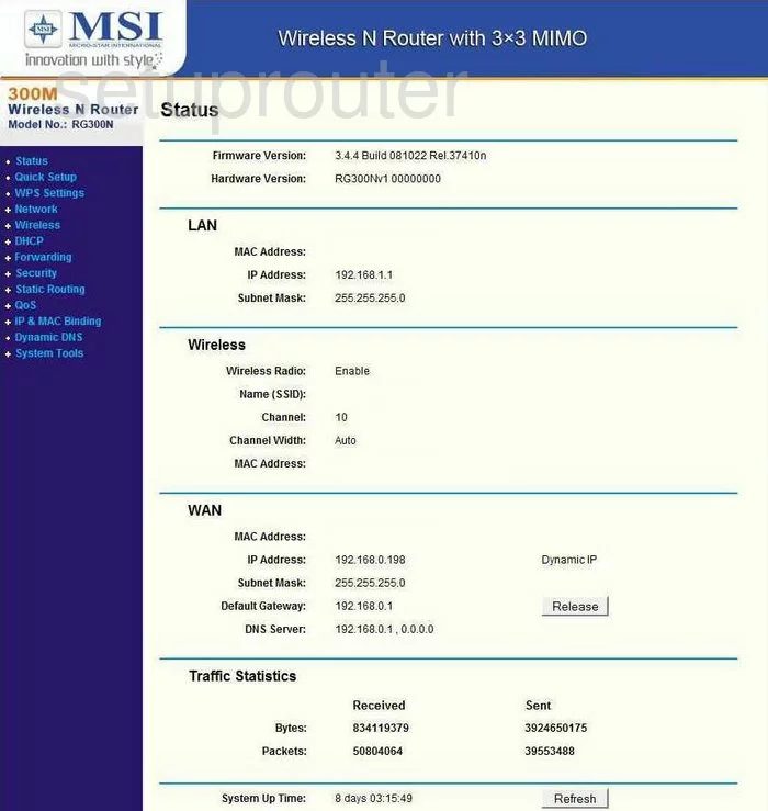 router status mac address internet IP