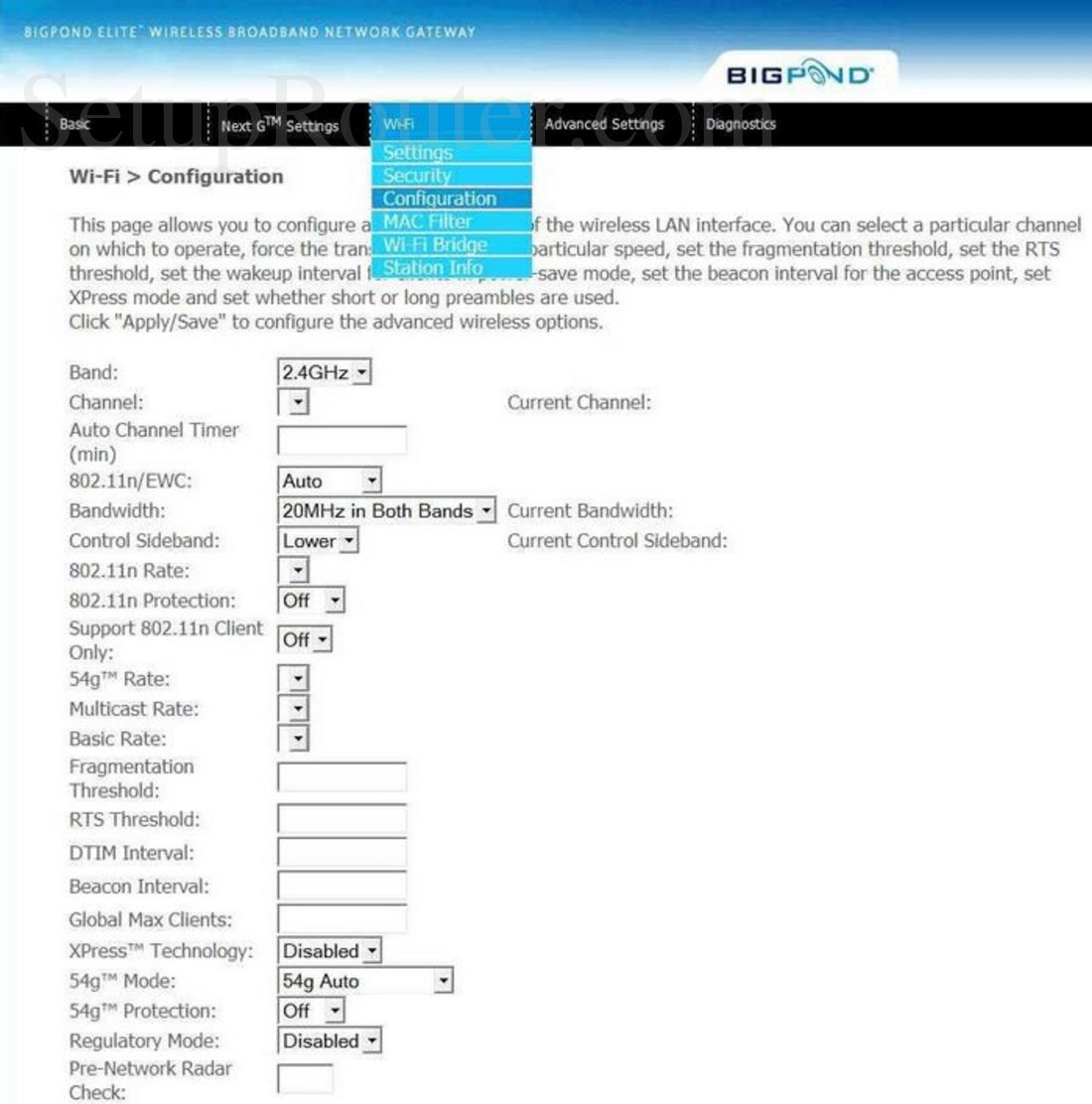 3G21WB Screenshot Wi Fi Configuration