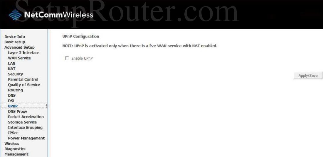NB604N Screenshot UPnP Configuration