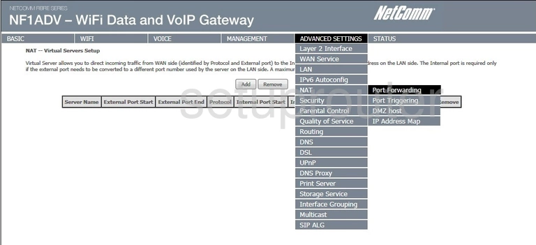 router virtual server screenshot