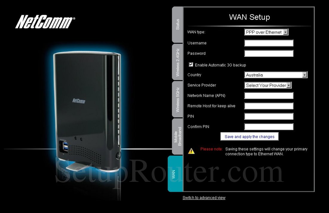 NF2 Screenshot Basic WAN Setup