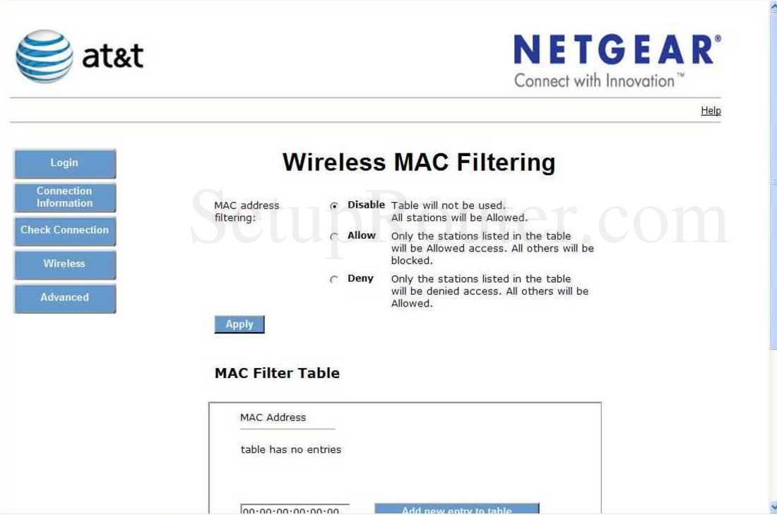 netgear mac filtering
