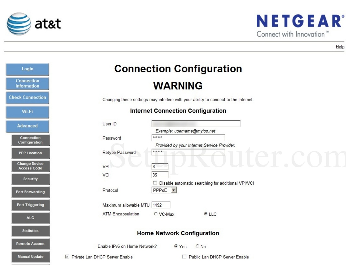 Netgear B90-755025-15 Screenshot Connection Configuration