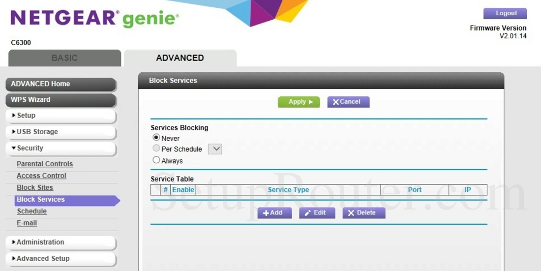 Netgear C6300 Screenshot BlockServices
