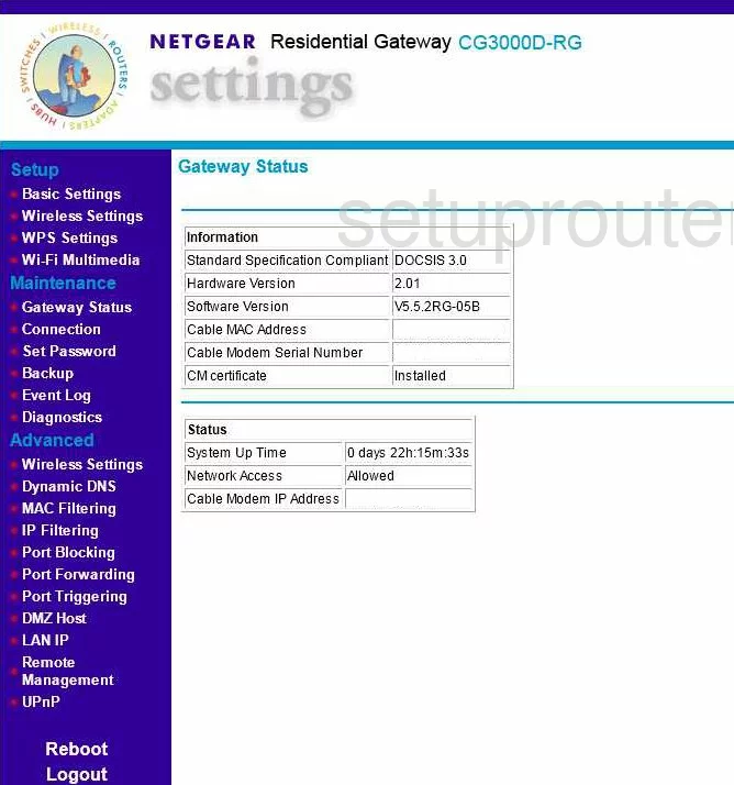 router status mac address internet IP