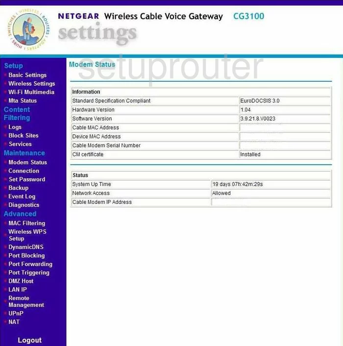 router status mac address internet IP