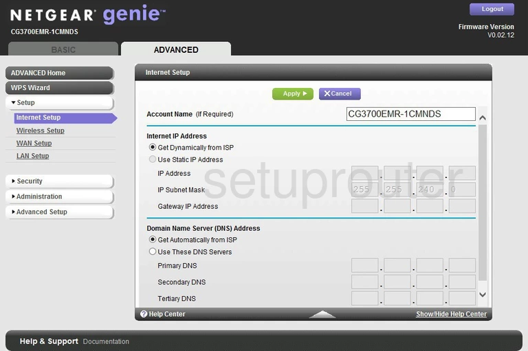 router wan setup