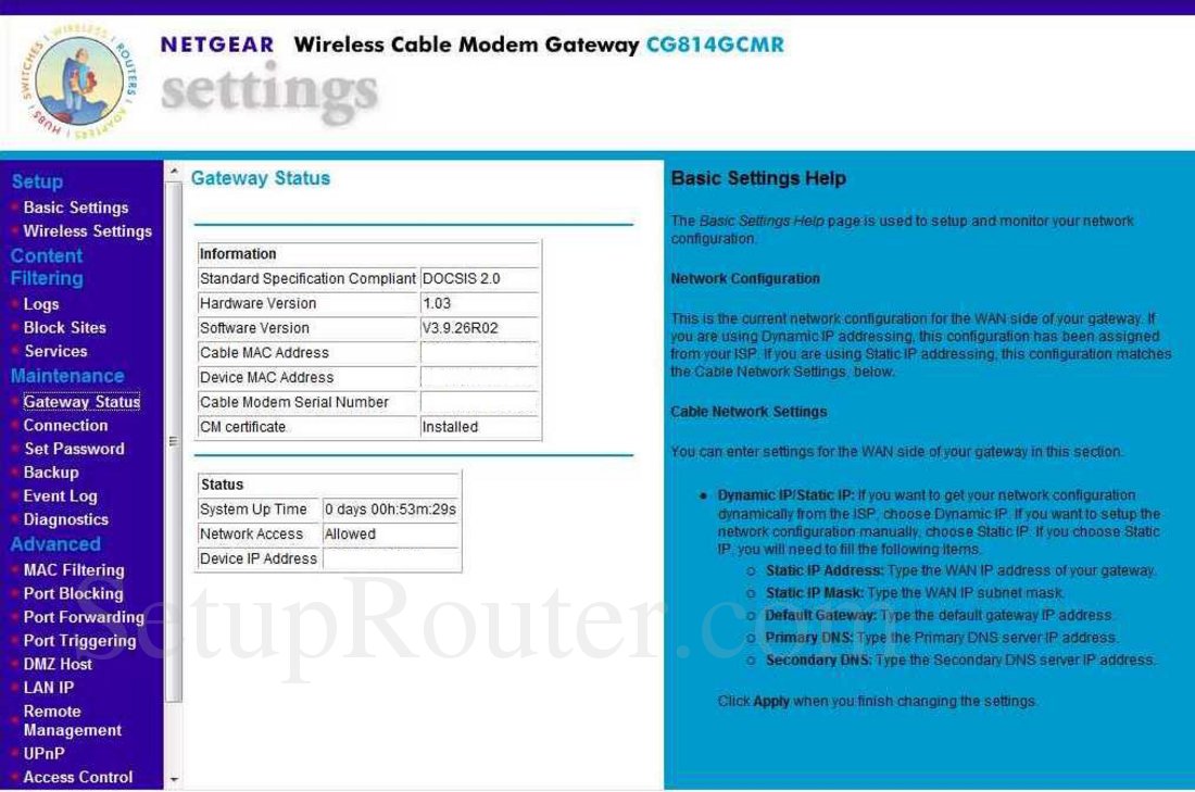 cg3000d rg netcontrol netgear ip address