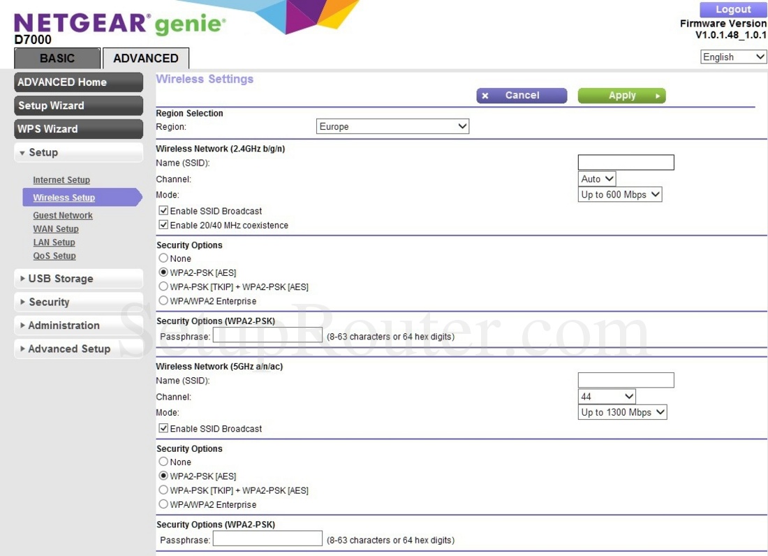 Netgear D7000 Screenshot WirelessSettings