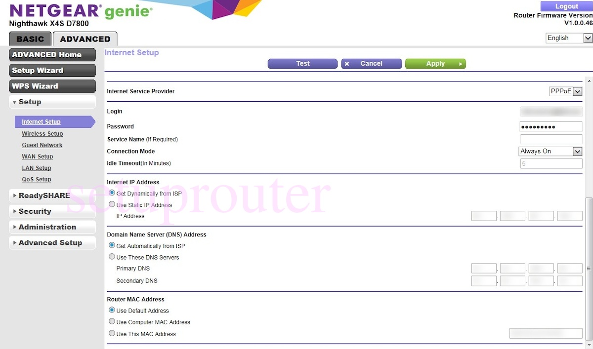 How to change the DNS settings on a Netgear D7800 router