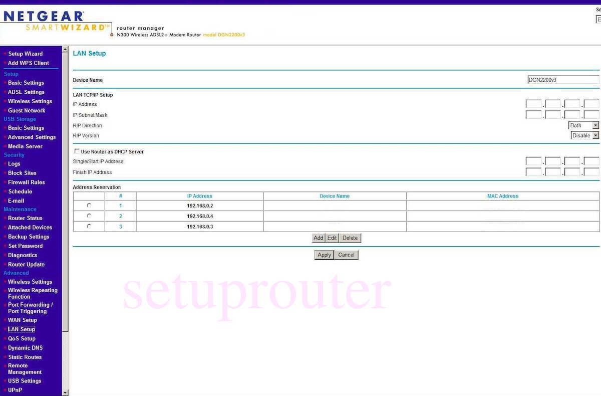 How to change the IP Address on a Netgear DGN2200v3 router