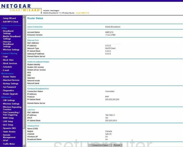 router status mac address internet IP