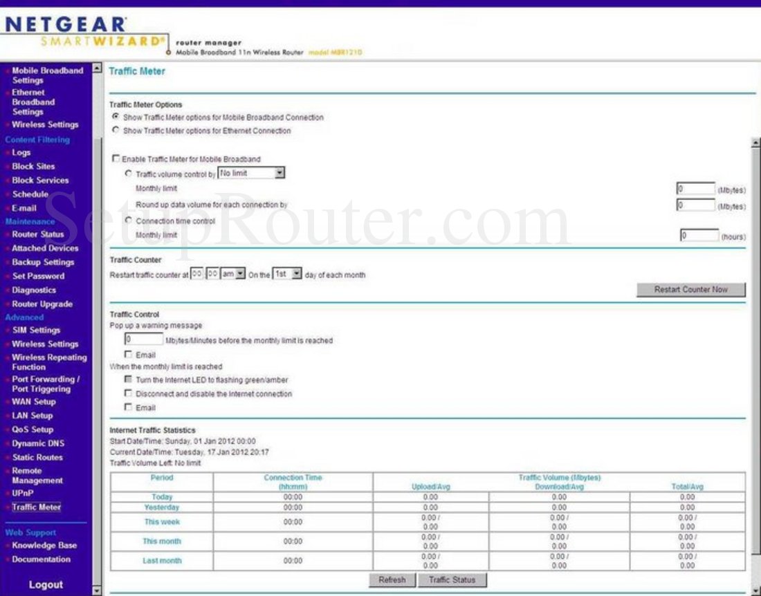 Netgear MBR1210 Screenshot Traffic Meter
