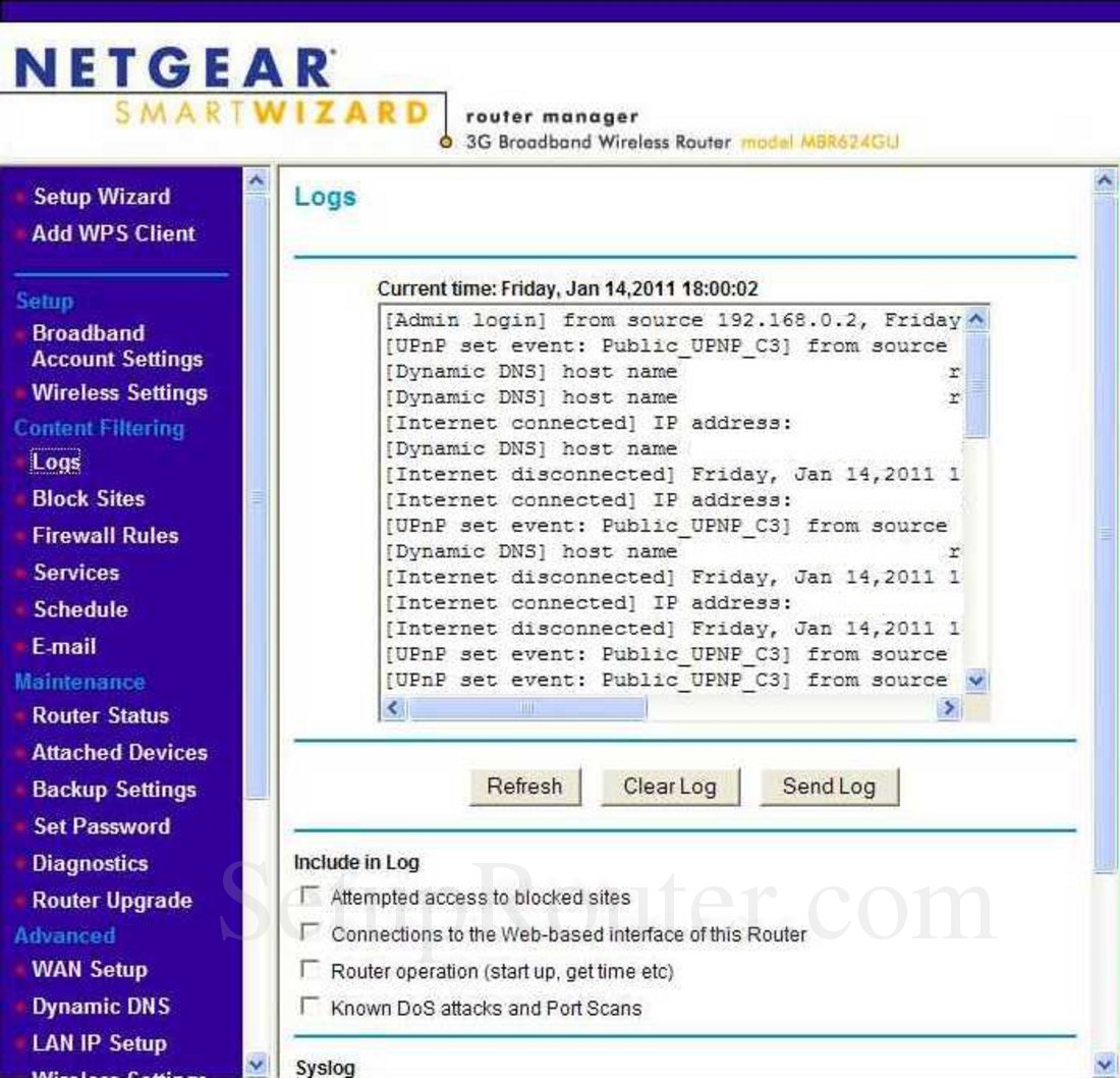 Netgear MBR624GU Screenshot Logs